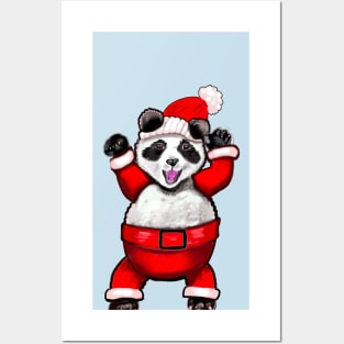 Santa Claus Panda Bear in Red festive merry happy holidays Santa suit Posters and Art